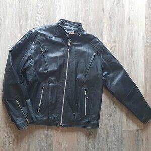 Wilson Leather Biker Jacket Snap Neck